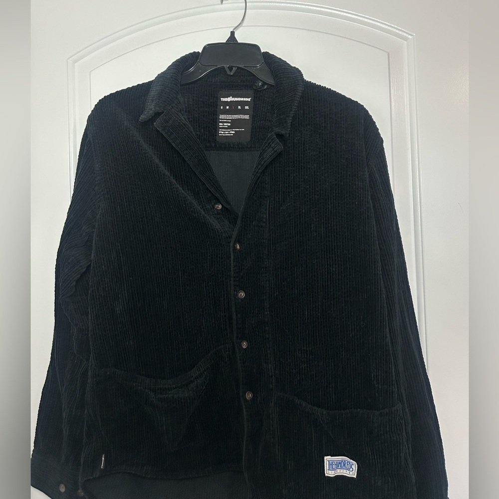 The Hundreds Black Corduroy Textured Polo Black Jacket size large Outerwear fall